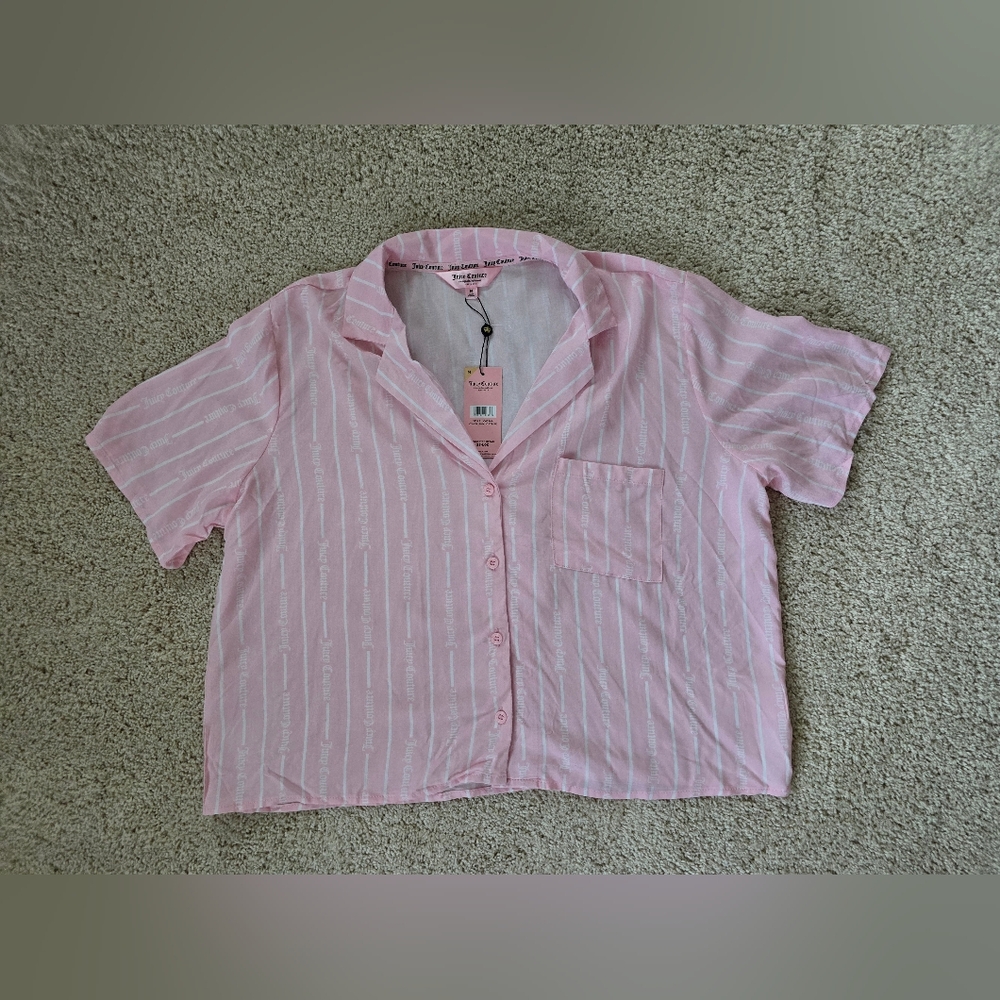 New Juicy Couture Womens M Pink Button Down Sleep Top